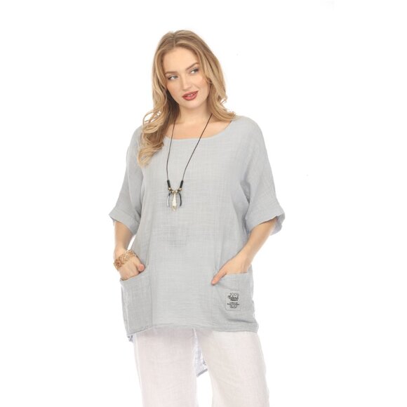 Grey Dolman Sleeves Tunic with Pockets - Picture 2 of 6